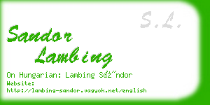 sandor lambing business card